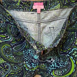 Lilly Pulitzer Navy, Green & Teal Paisley pants - corduroy- light weight